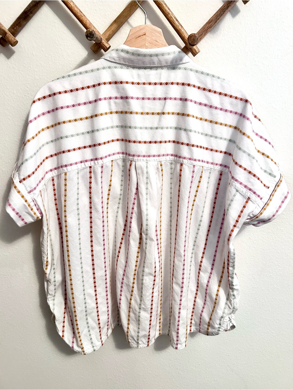 Madewell Daily Shirt in Jacquard Rainbow Stripe size L oversized button down - Picture 7 of 10